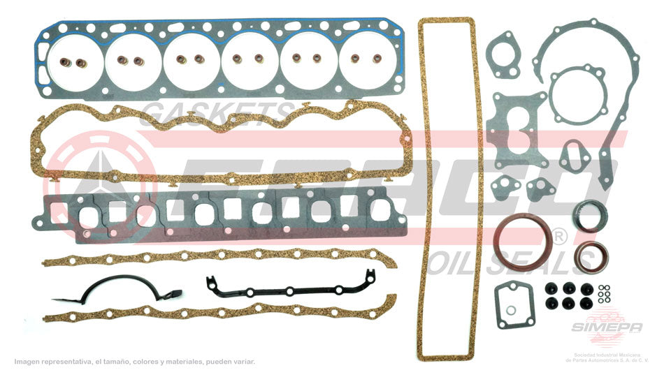 FSX-2660050 - JUEGO DE EMPAQUES PARA FORD BRONCO L6 4.9 L 12 V. OHV 1980-1986