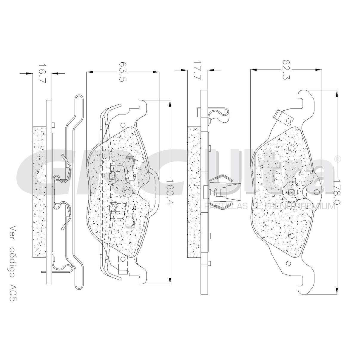 GMD1532 - BALATAS SEMIMETALICAS DELANTERAS PARA CHEVROLET ASTRA 2000-2001