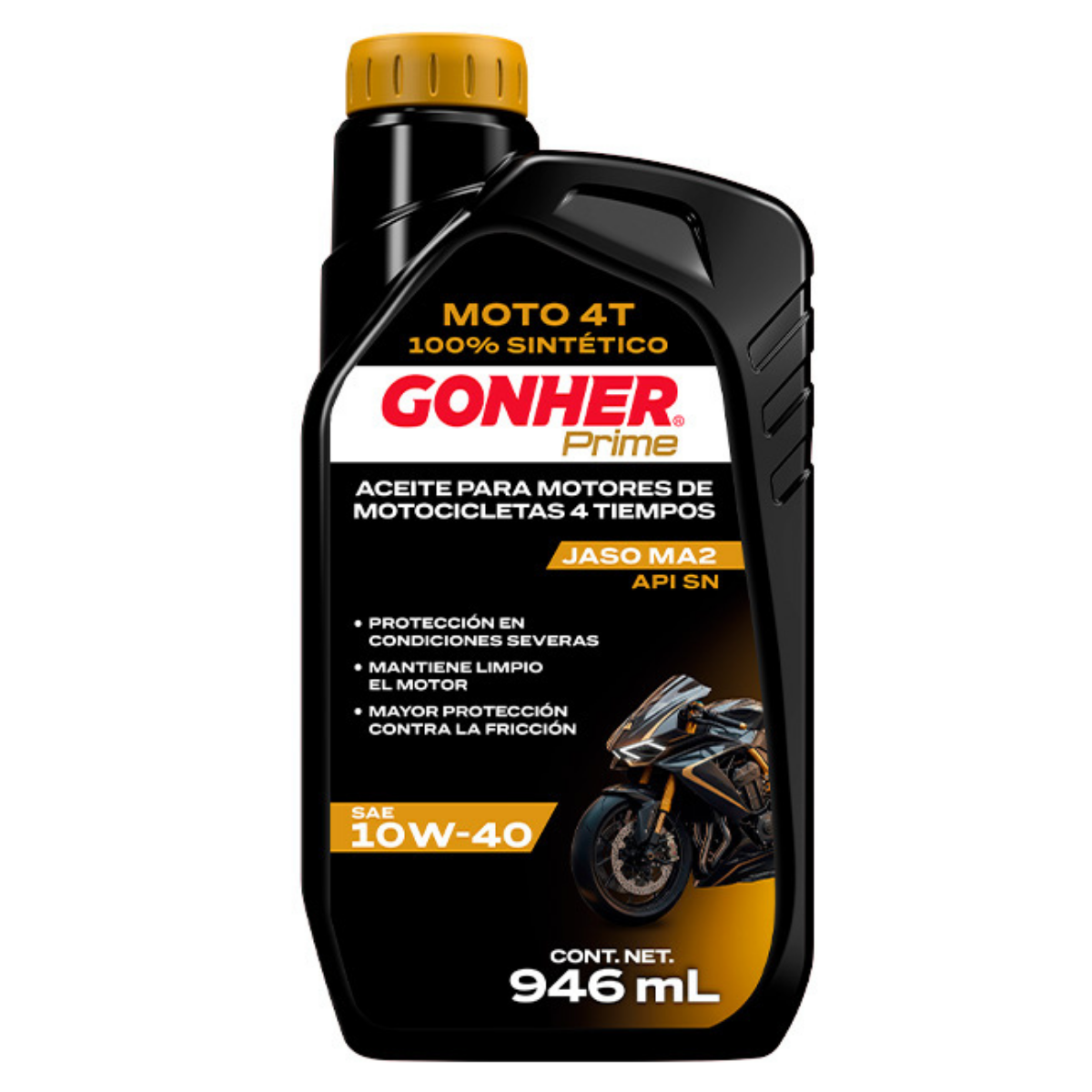 GH-1035760 - ACEITE GONHER MOTO 4T SINTETICO SAE 10W-40 CAJA CON 12 PIEZAS DE 946ML