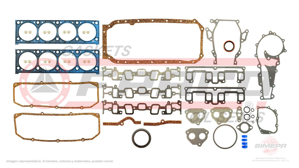 FSX-3082012 - JUEGO DE EMPAQUES PARA CADILLAC DEVILLE V8 4.1 L 16 V. 250 CID 1986-1987