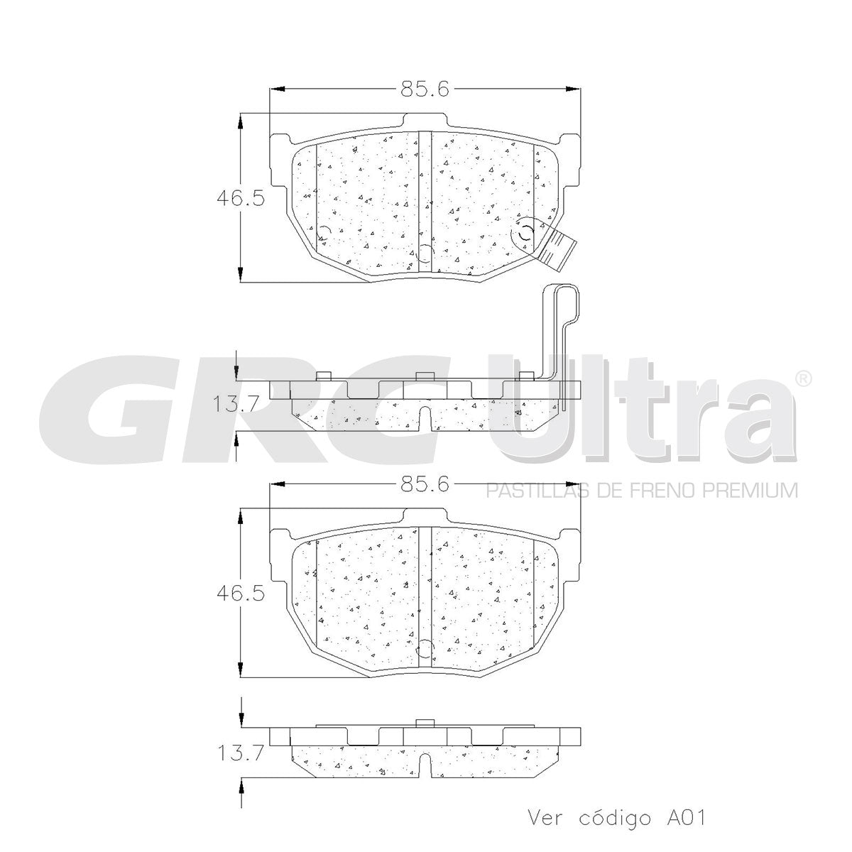GCD323 - BALATAS CERAMICAS TRASERAS PARA HYUNDAI ELANTRA BASE 1995-1996