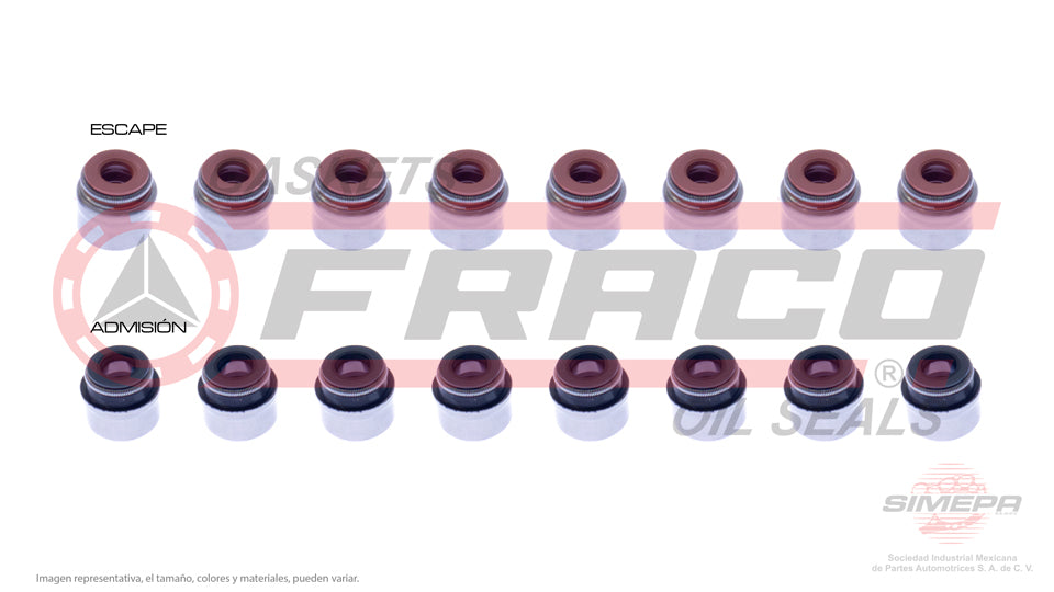 SS-6540100-V - SELLOS DE VALVULA POR JUEGOS PARA RENAULT DUSTER L4 1.3 L TURBO 16 V DOHC H5H450/470 2023