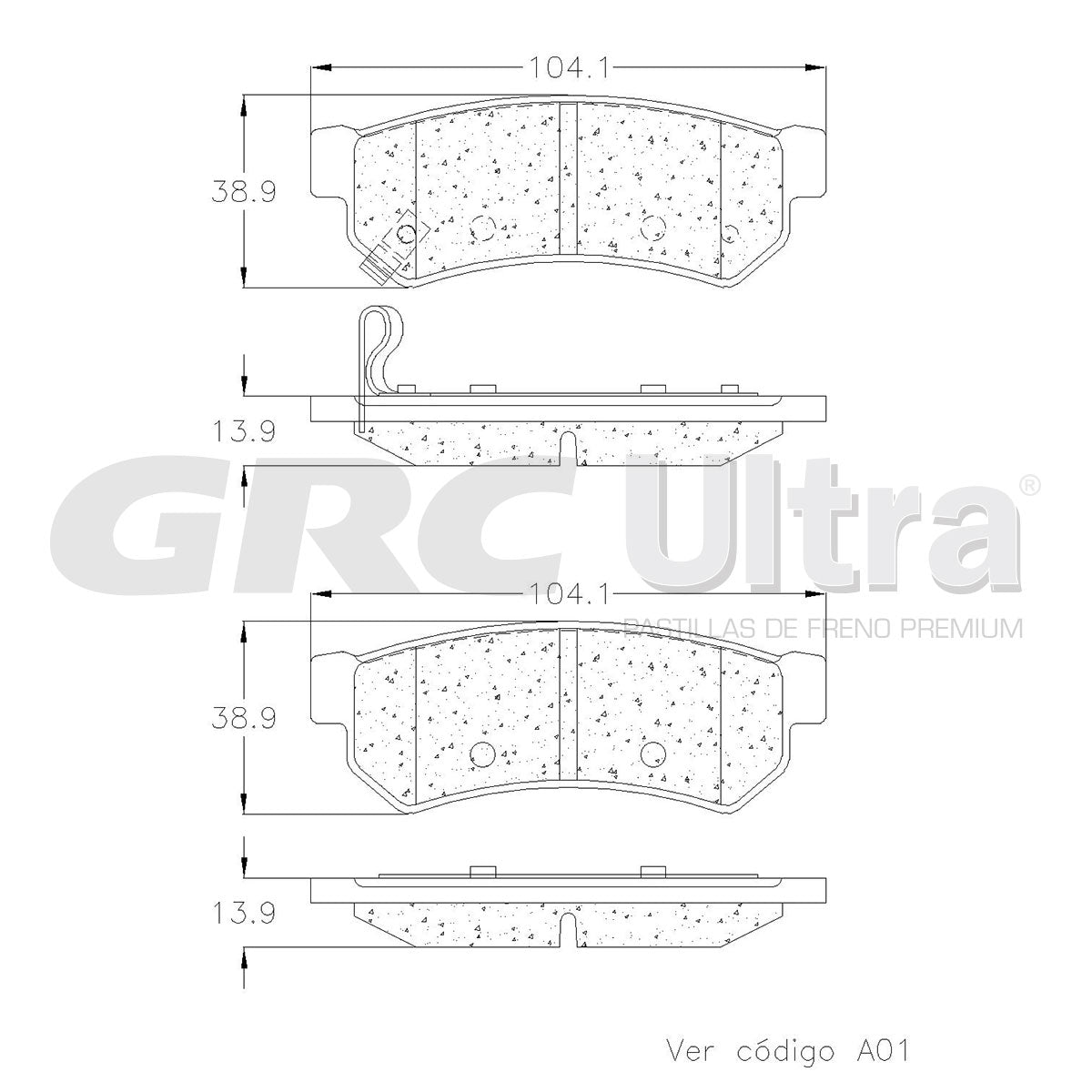 GMD1739 - BALATAS SEMIMETALICAS TRASERAS PARA CHEVROLET SPARK EV 2014-2016