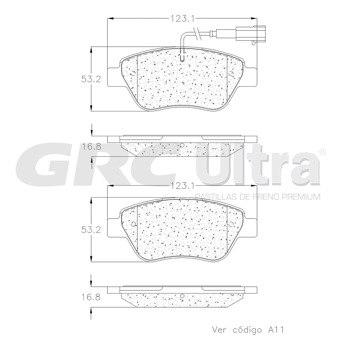 GMD1616 - BALATAS SEMIMETALICAS DELANTERAS PARA FIAT 500 2009-2011
