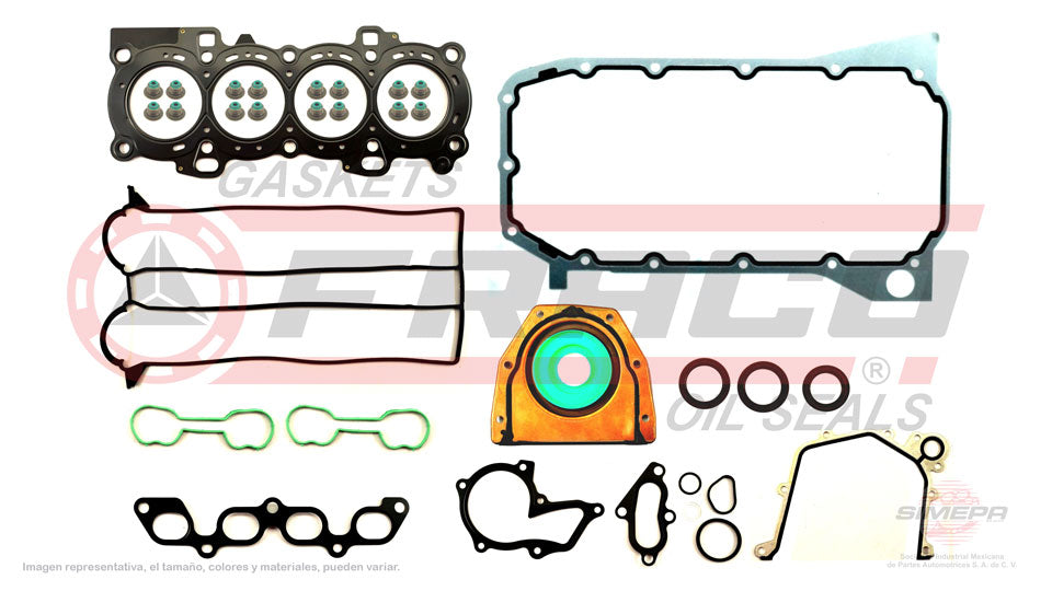FSX-2640010 - JUEGO DE EMPAQUES PARA FORD FIESTA L4 1.4 L DOHC 16 V. DOHC ZETEC 1998-2000