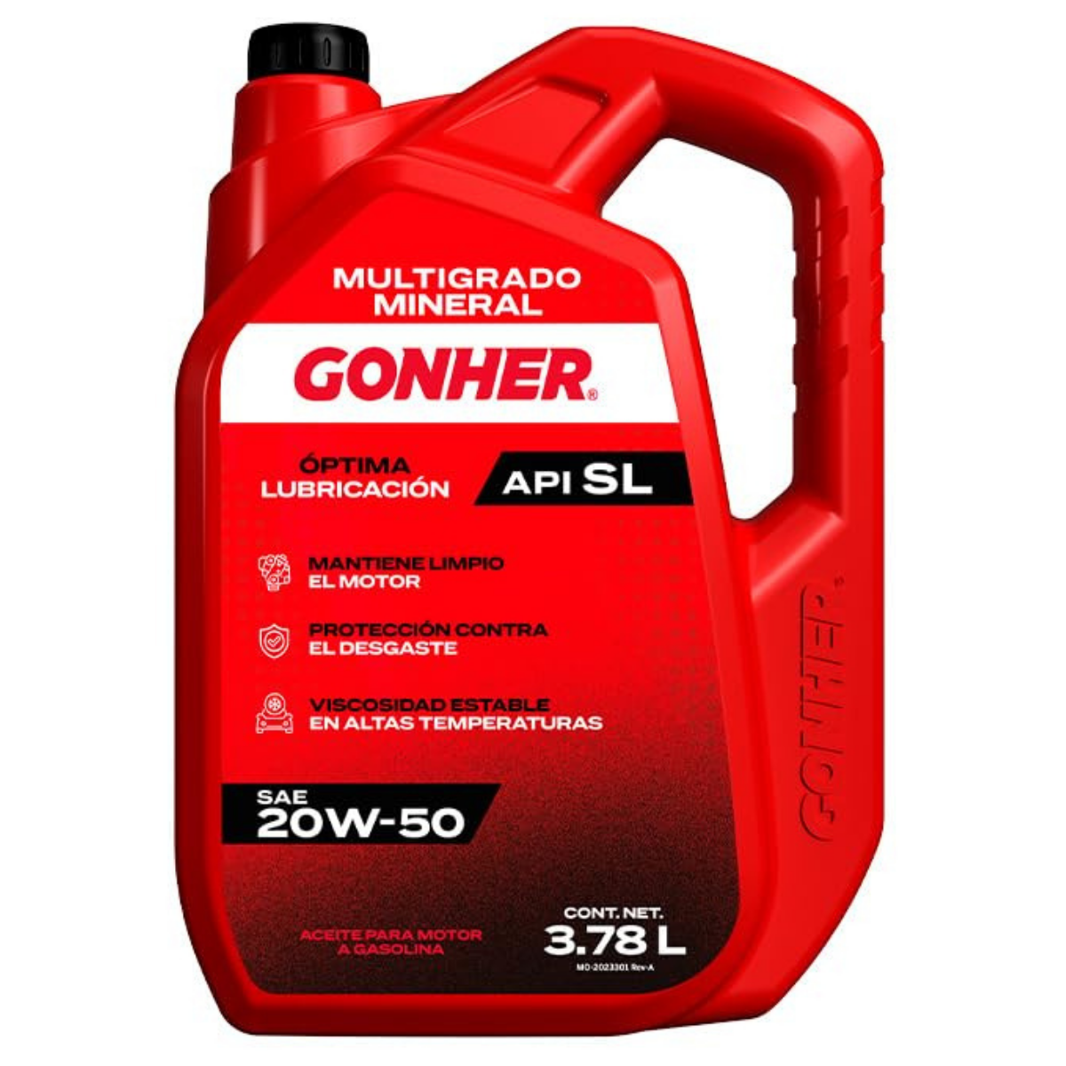 GH-1035218 - ACEITE GONHER SAE 20W-50 API SL CAJA CON 4 PIEZAS DE 3.78 LITROS