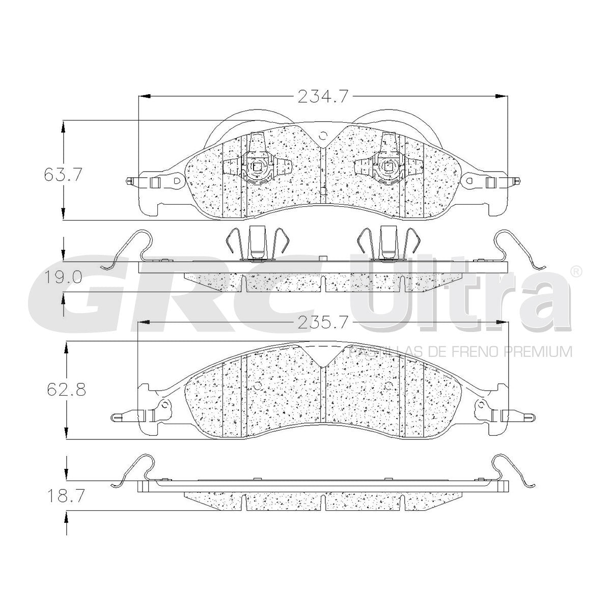 GMD1278 - BALATAS SEMIMETALICAS DELANTERAS PARA FORD EXPEDITION 5.4L 2007-2008