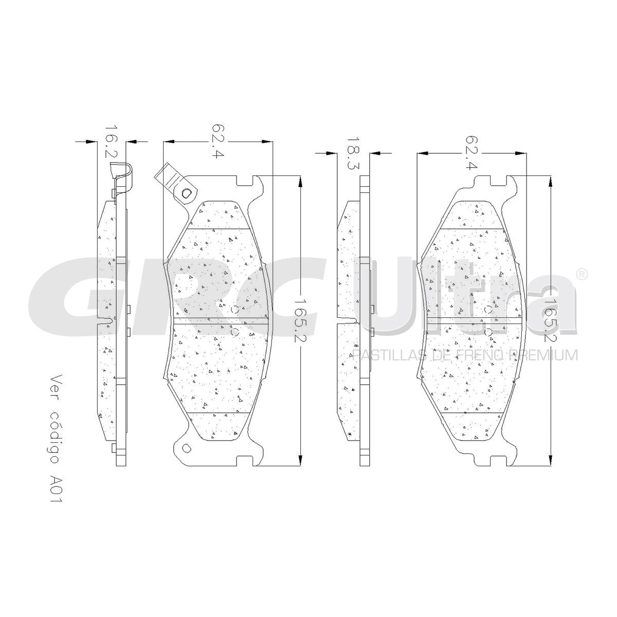 GMD522 - BALATAS SEMIMETALICAS DELANTERAS PARA CHRYSLER DAYTONA 1991-1993