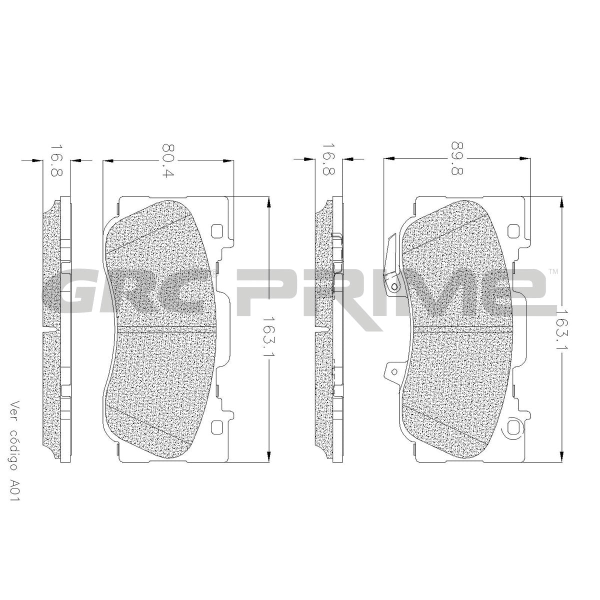 GPRD1784 - BALATAS CERAMICAS DELANTERAS PARA FORD MUSTANG ECOBOOST 2015-2020