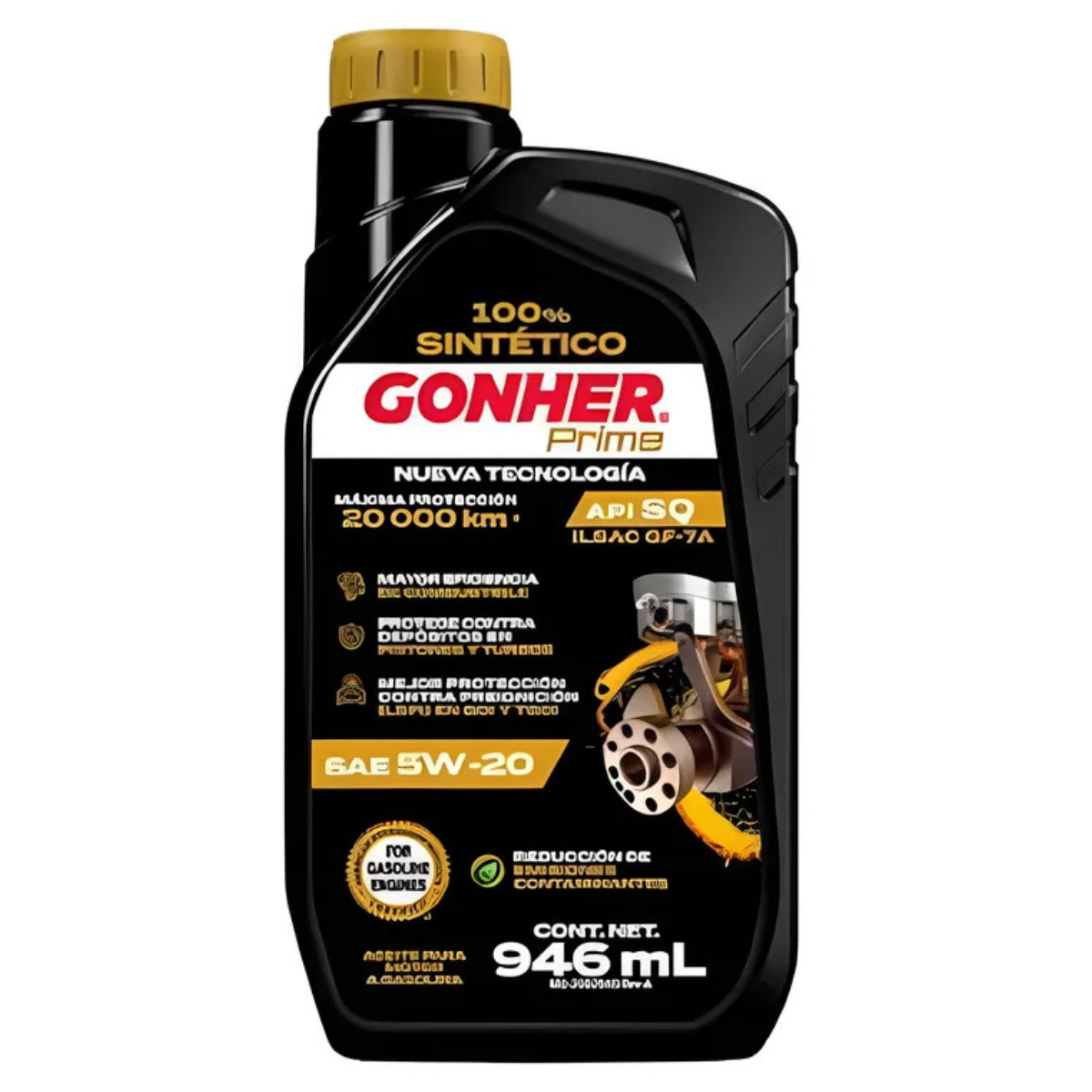 GH-1034986 - ACEITE GONHER SINTETICO 5W-20 API SQ CAJA CON 12 PIEZAS DE 946ML