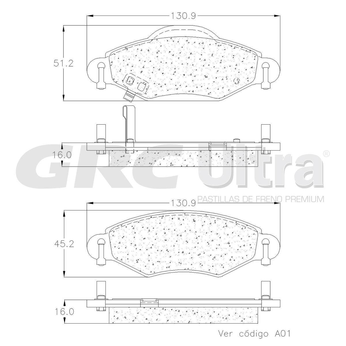 GCD1475 - BALATAS CERAMICAS DELANTERAS PARA TOYOTA YARIS 2004-2005