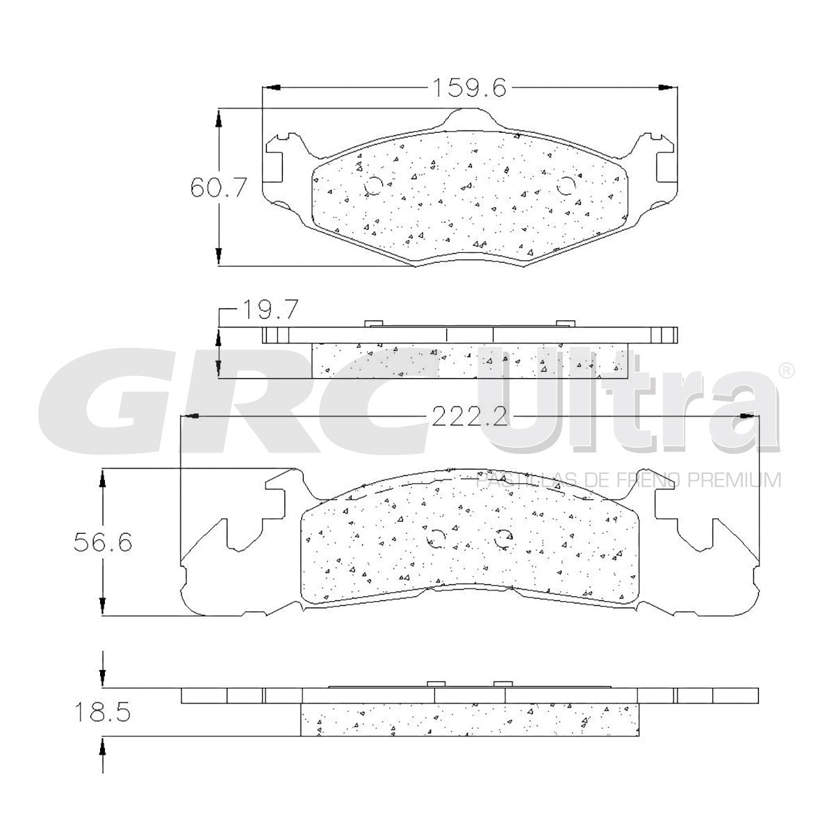 GMD259 - BALATAS SEMIMETALICAS DELANTERAS PARA CHRYSLER TOWN & COUNTRY 1984-1984