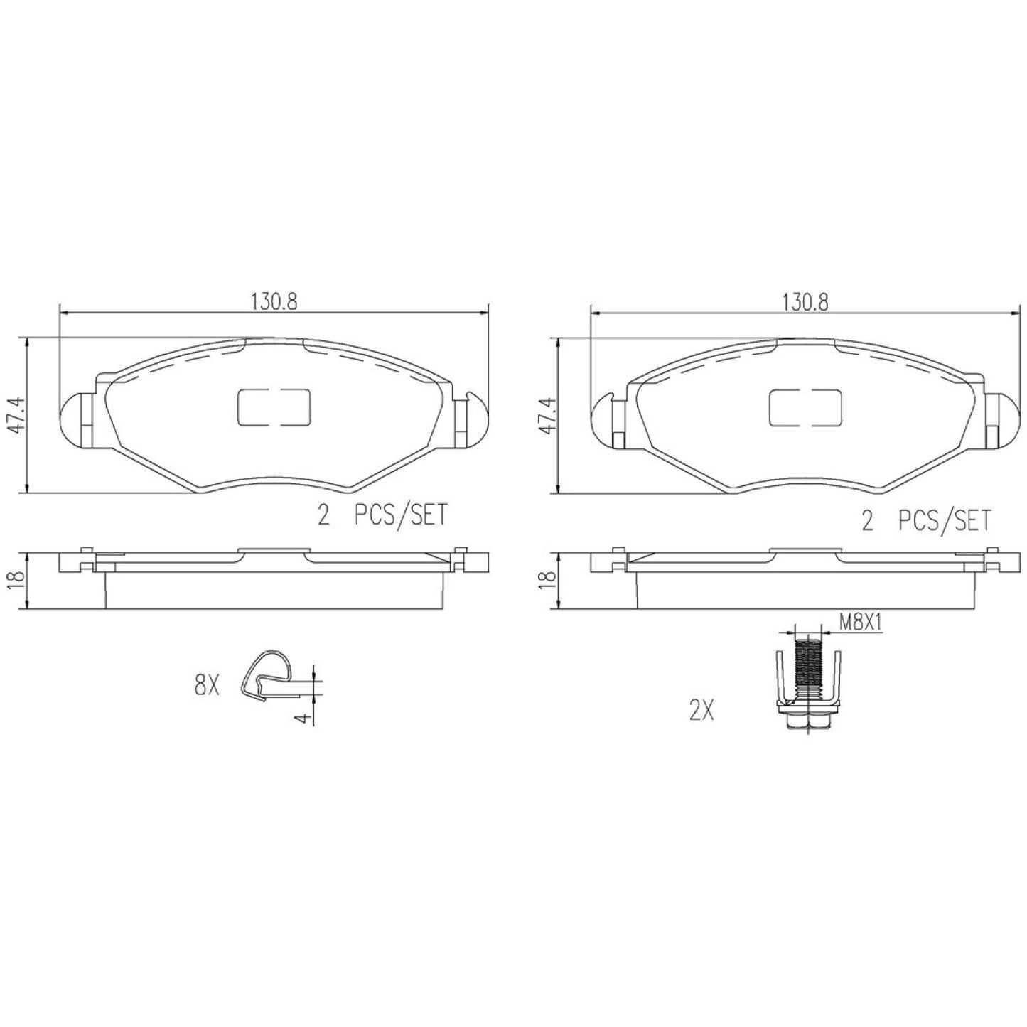 BRE-P61063N - BALATAS DELANTERAS PARA PEUGEOT 206 BASE 2000-2000