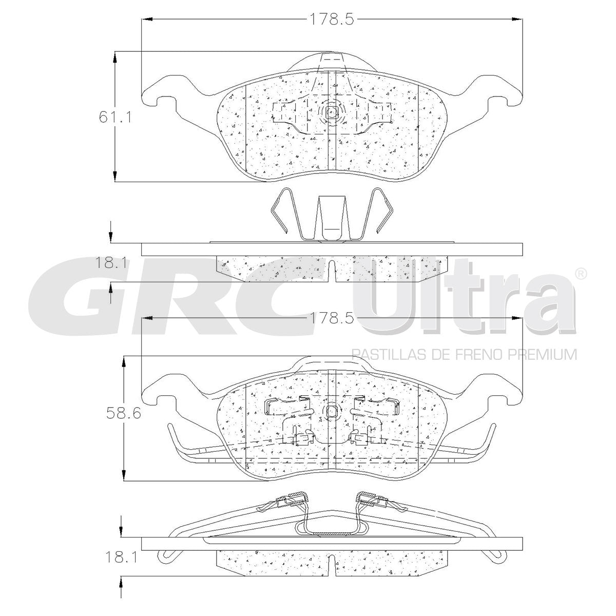 GMD816 - BALATAS SEMIMETALICAS DELANTERAS PARA FORD FOCUS LX 2.0L 2002-2004