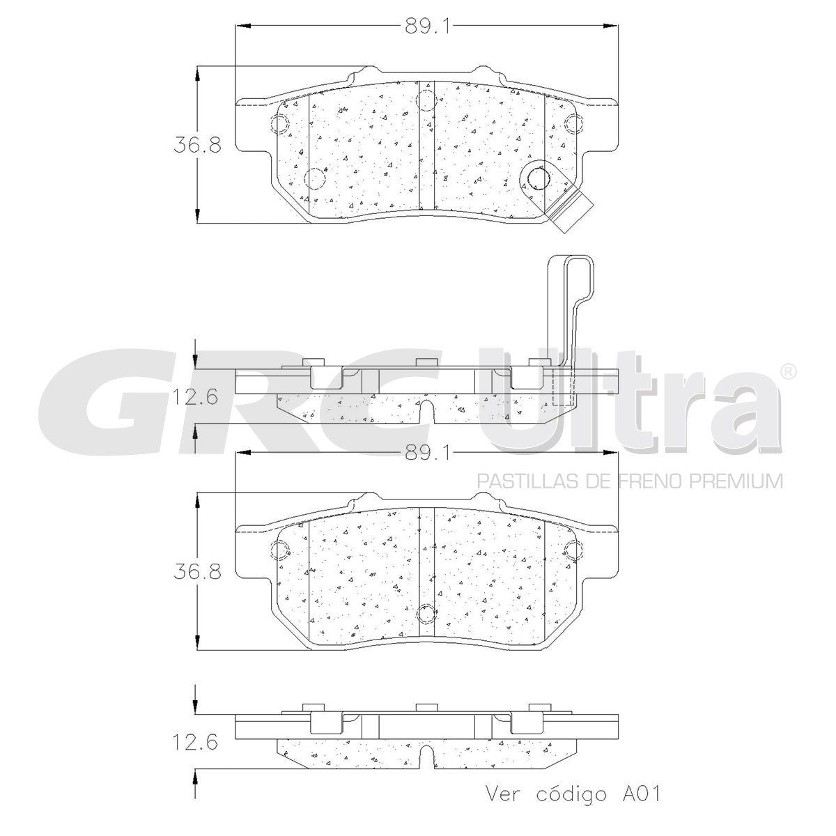 GCD564 - BALATAS CERAMICAS TRASERAS PARA ACURA INTEGRA GS-R 1.8L 1998-2001