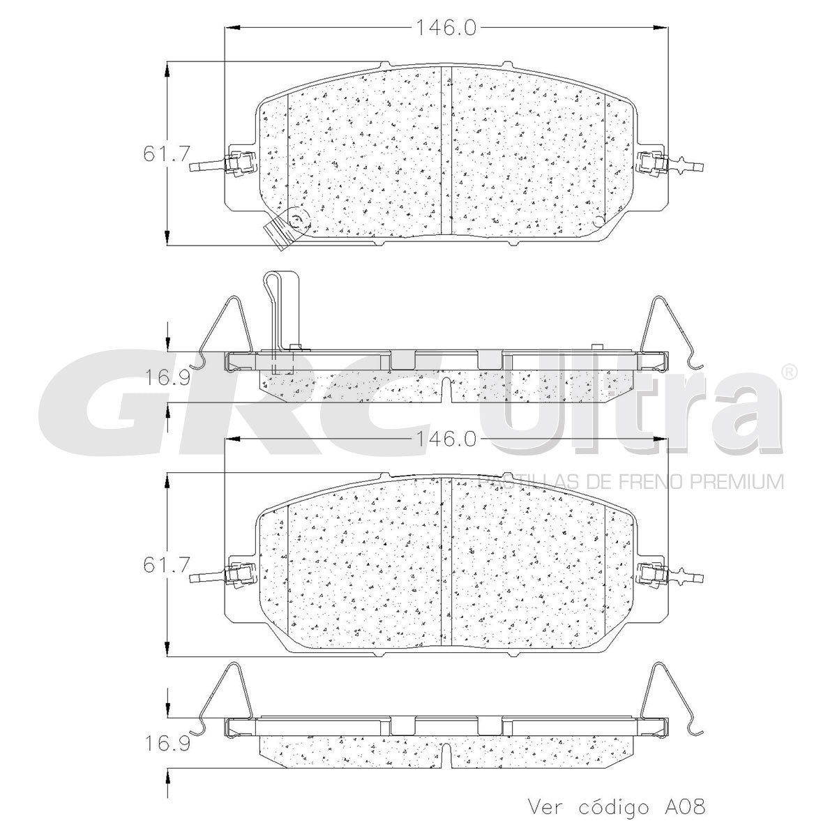 GCD2036 - BALATAS CERAMICAS DELANTERAS PARA HONDA CLARITY 2017-2021