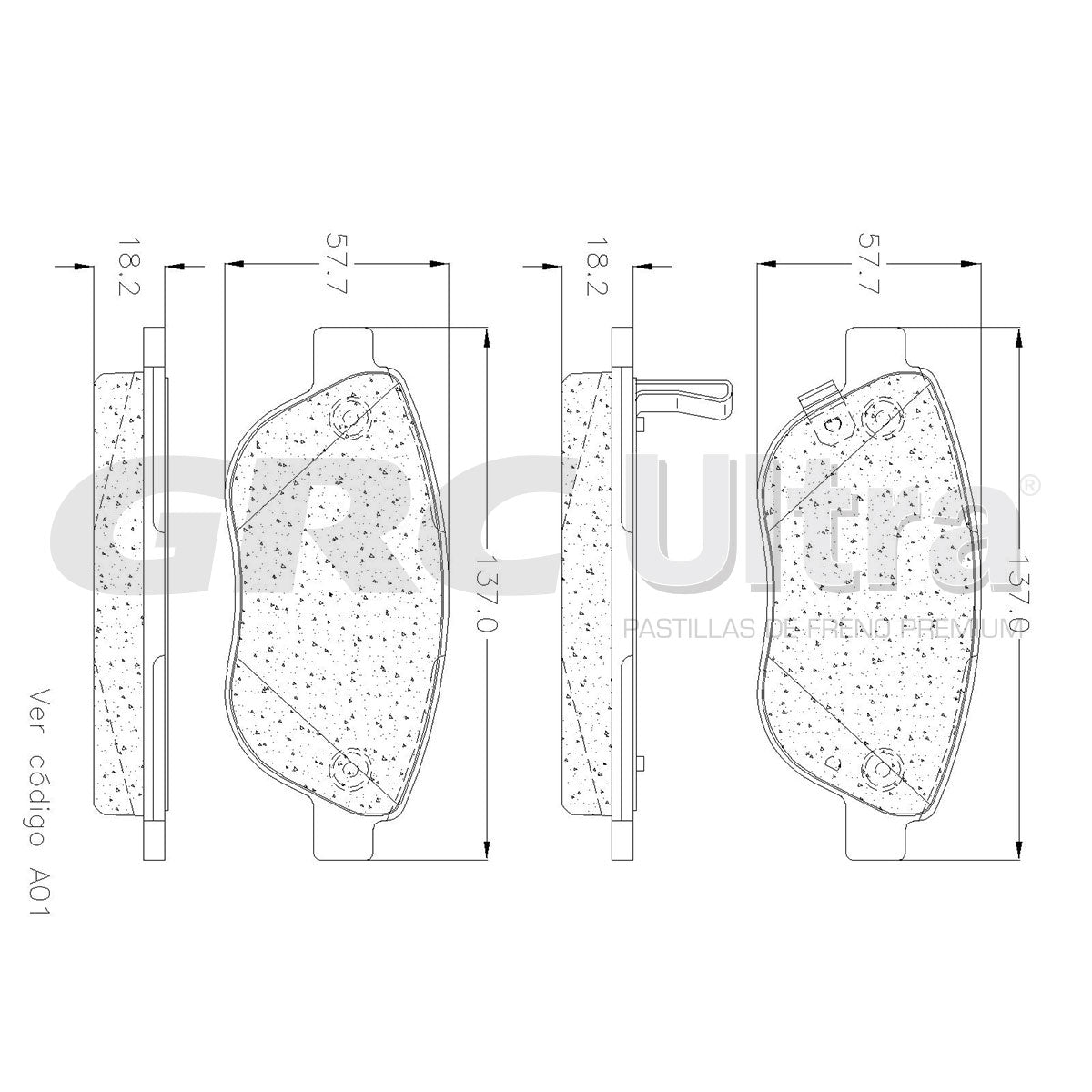 GMD1778 - BALATAS SEMIMETALICAS DELANTERAS PARA FIAT 500 ABARTH 2012-2016