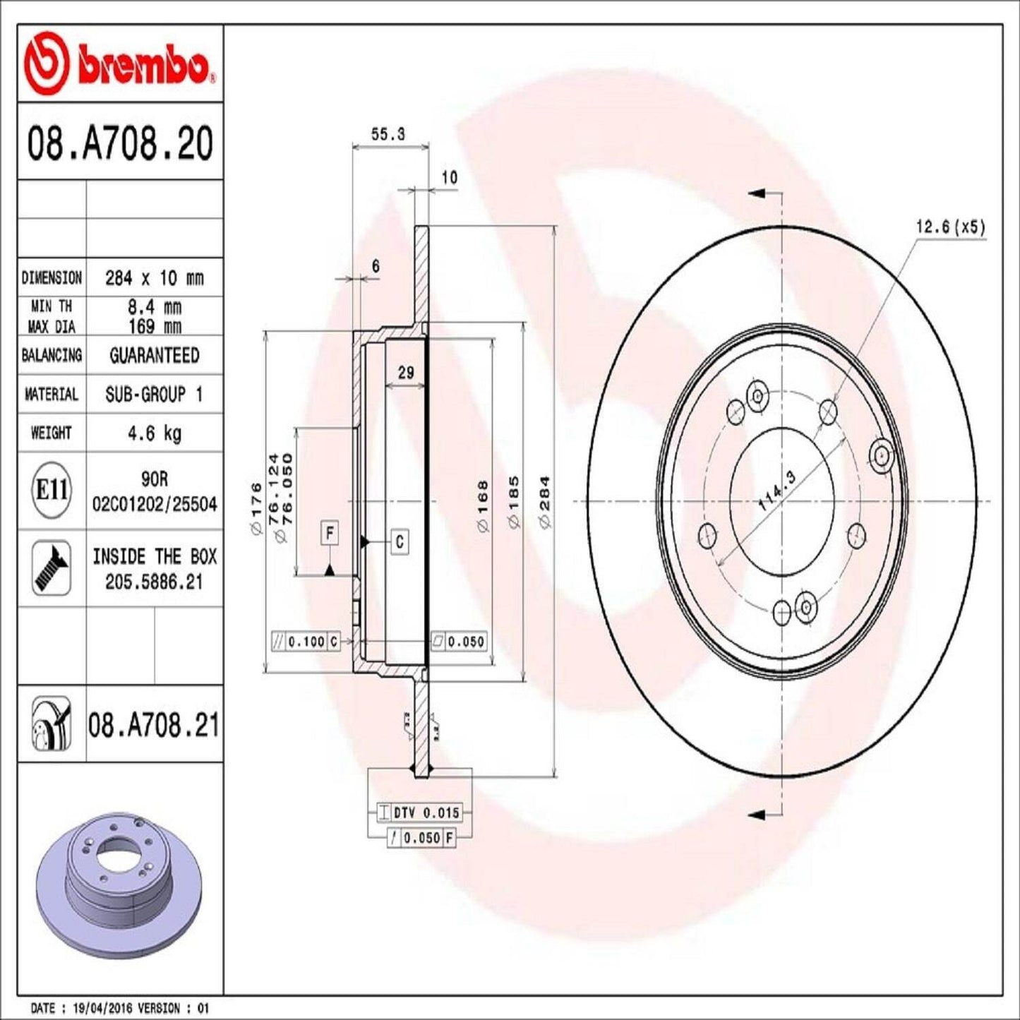 BRE-09.9464.21 - PAR DE DISCOS DE FRENO DELANTEROS PARA MAZDA 3 GS 2004-2012