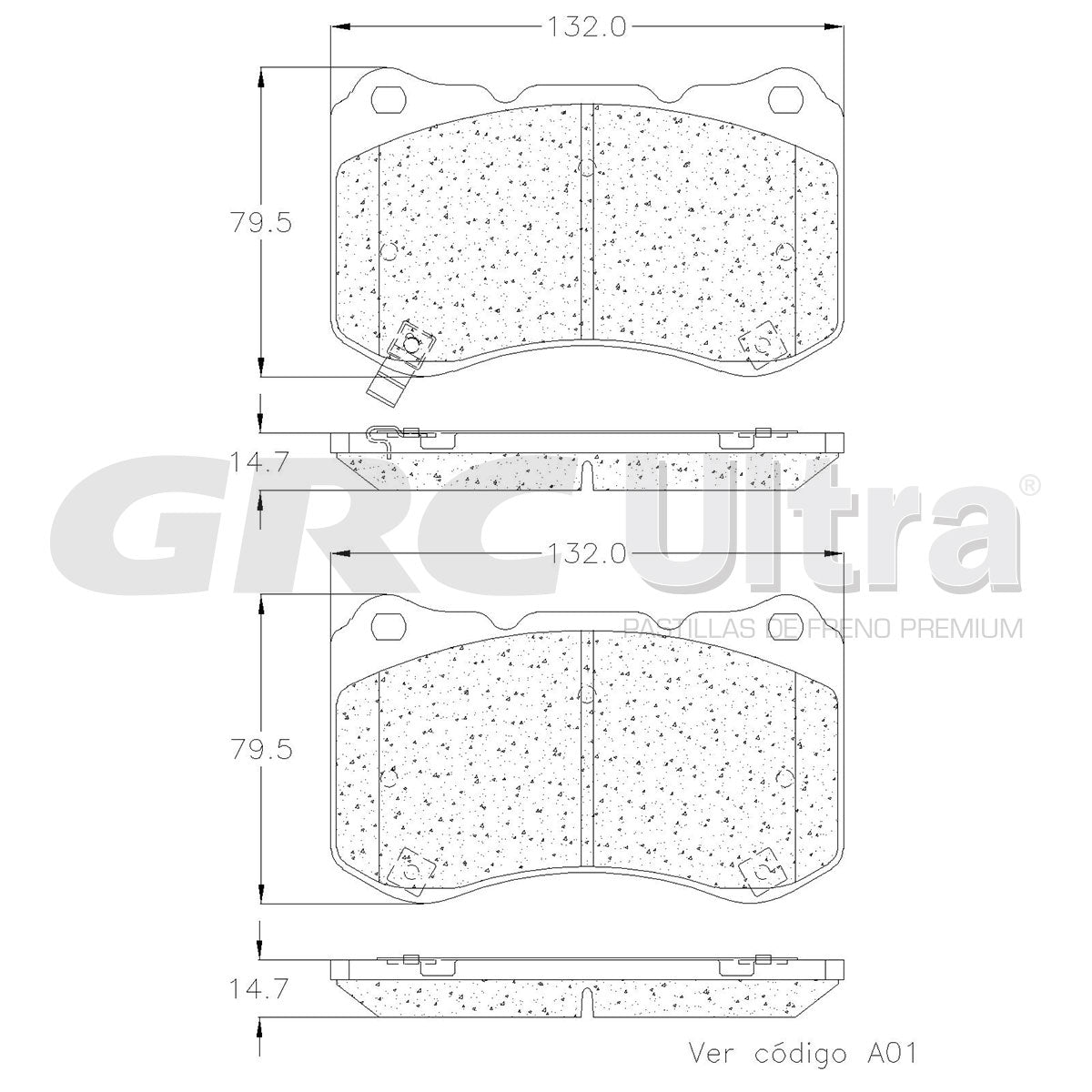 GMD1049 - BALATAS SEMIMETALICAS DELANTERAS PARA ACURA TL 3.2L 2005-2006