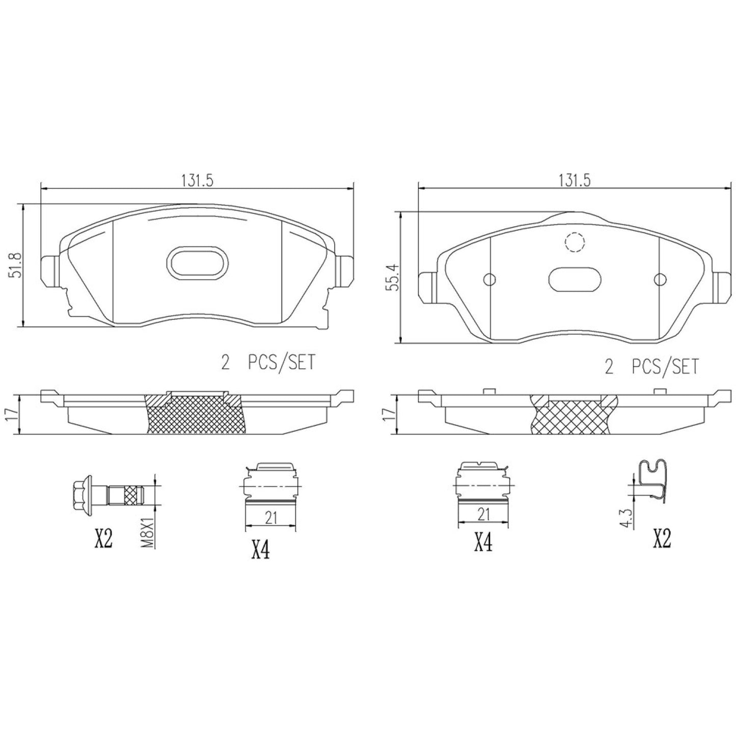 BRE-P59036N - BALATAS DELANTERAS PARA CHEVROLET CORSA BASE 2003-2008