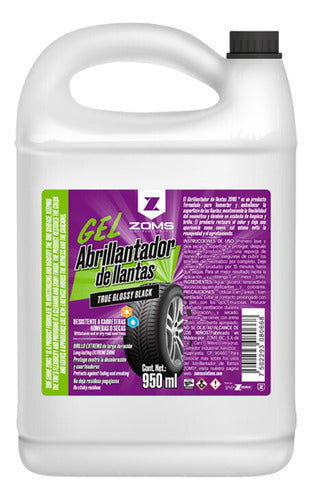 ZOMS-L-ZAG001 - QUIMICO <BR> GEL ABRILLANTADOR DE LLANTAS (950 ML) (CAJA DE 12 PIEZAS) <BR> ES UN PRODUCTO RESTAURADOR DEL BRILLO DE LAS LLANTAS EVITANDO LA RESEQUEDAD DEJANDOLAS CON UN BRILLO ESPECTACULAR COMO SI ESTUVIERAN RECIEN LAVADAS