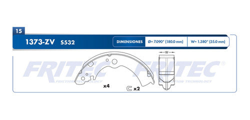 OW-1373-ZV - ZAPATA DE FRENOS - ESTANDAR VULCANIZADO - DIAMETRO 180 MM 7.090 IN - NISSAN PULSAR NX 1983-1984 - SENTRA 1982-1983 - TSURU I II 1885-1991 - NINJA 1982-1984 - SAMURAI 1984-1987