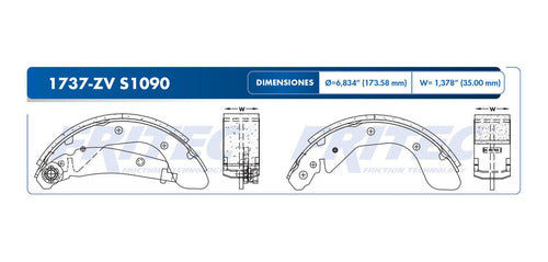 OW-1737-ZV - ZAPATA DE FRENOS <BR> ESTANDAR VULCANIZADO <BR> DIAMETRO 200.7 MM 7.90 IN <BR> CHEVROLET AVEO 2018-2021