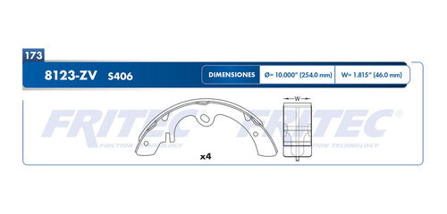 OW-8123-ZV - ZAPATA DE FRENOS - ESTANDAR VULCANIZADO - DIAMETRO 254 MM 10.000 IN - NISSAN DATSUN TRUCK ICHI VAN MEX 1987-1994 - PICKUP MEX 1980-1989