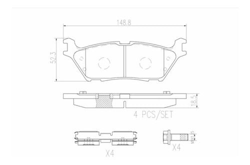BRE-P24200N - BALATAS FORD EXPEDITION 2021-2018 F-150 2020-2015 LOBO 2020-2015 BALATA TRASERO