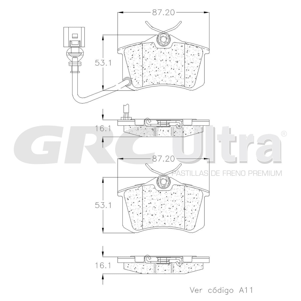 GMD1981 - BALATAS SEMIMETALICAS TRASERAS PARA VOLKSWAGEN POLO 2005-2005