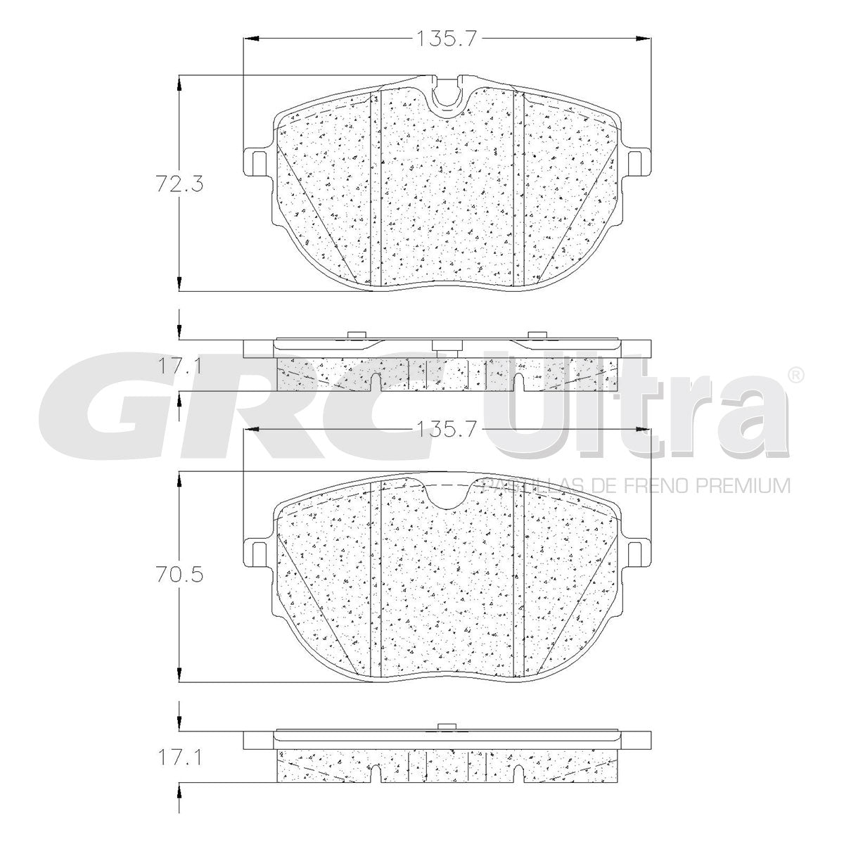 GM0058 - BALATAS SEMIMETALICAS DELANTERAS PARA VOLKSWAGEN TRANSPORTER 2020-2021