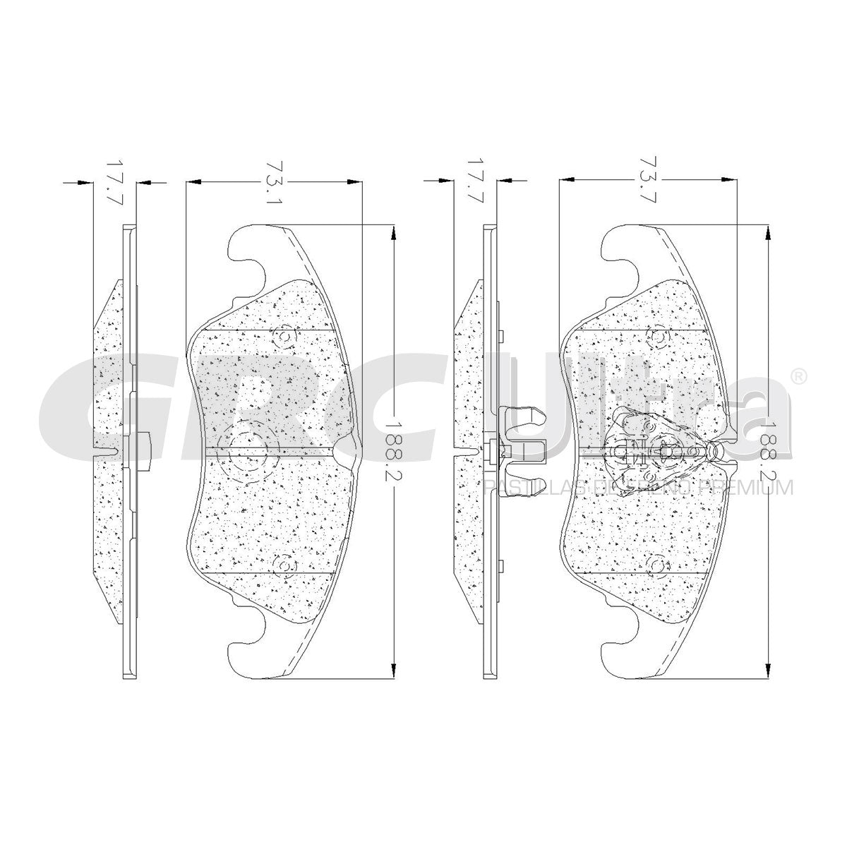 GMD1322 - BALATAS SEMIMETALICAS DELANTERAS PARA AUDI A4 BASE 2009-2009