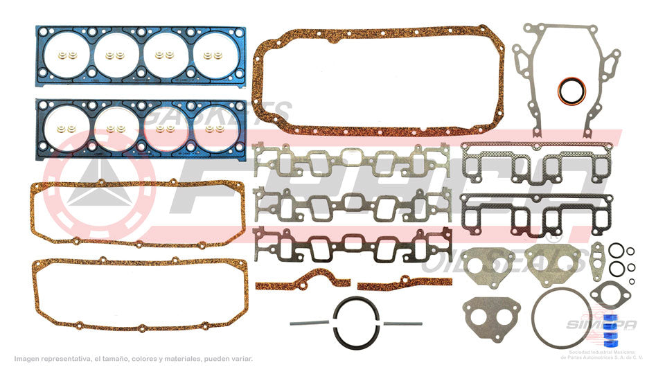 FSX-3082010 - JUEGO DE EMPAQUES PARA CADILLAC DEVILLE V8 4.1 L V8 16 V. 250 CID 1982-1985