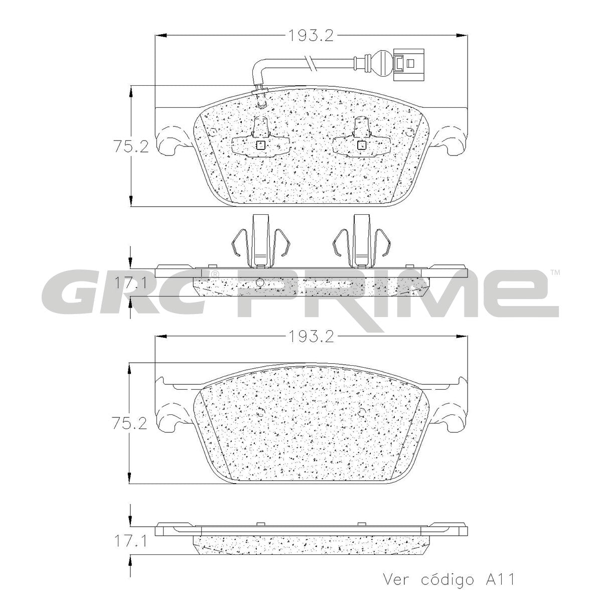 GPRD2033SD - BALATAS SEMIMETALICAS DELANTERAS PARA VOLKSWAGEN TRANSPORTER 2015-2017