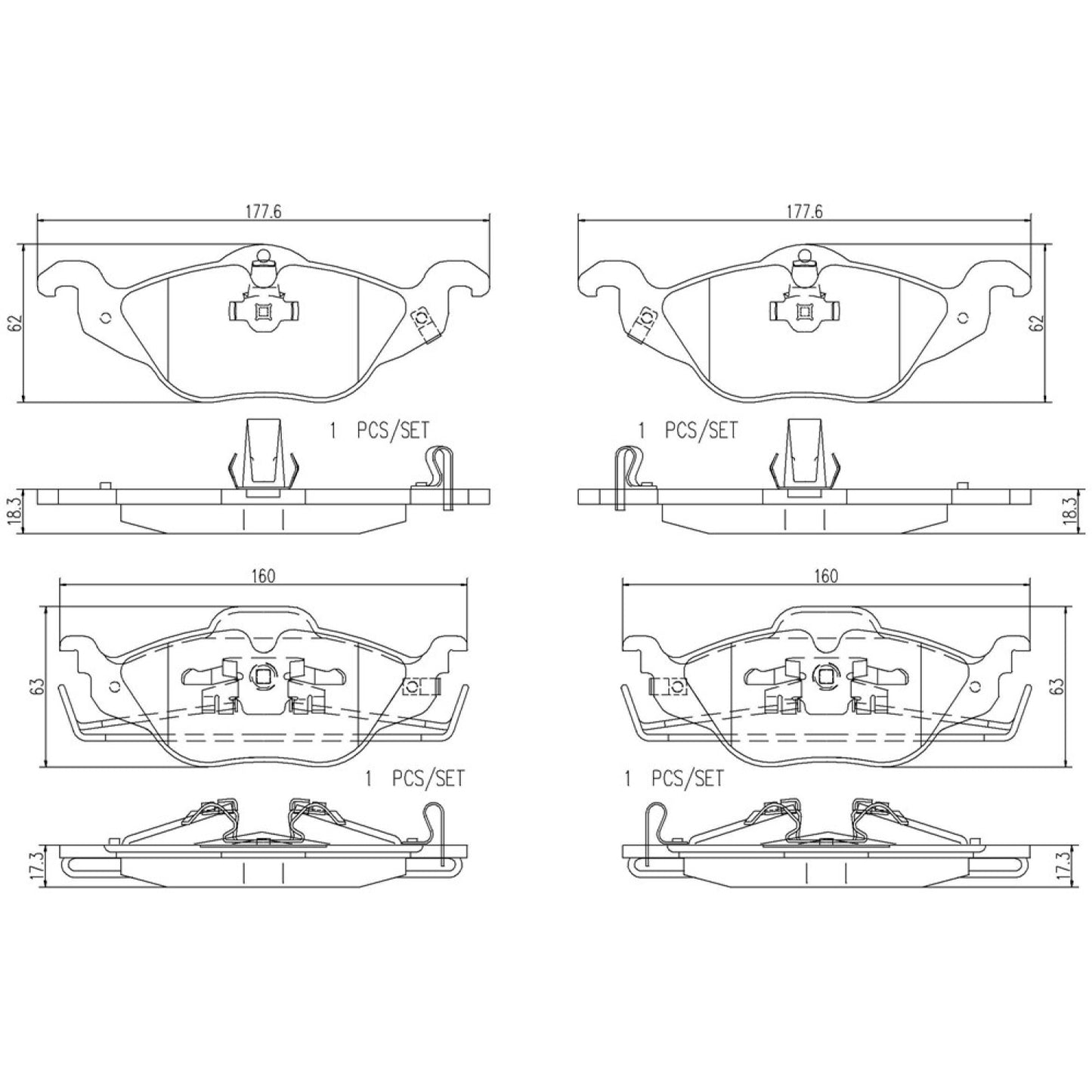 BRE-P59030N - BALATAS DELANTERAS PARA CHEVROLET ASTRA BASE 2000-2006