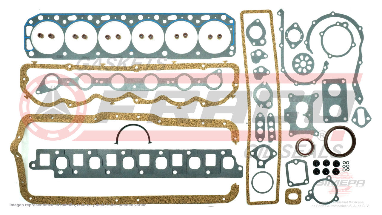 FSX-2660080 JUEGO DE EMPAQUES (FS-325-1) 4.9L F150 FI 300 85/96 TK CAMION TAPA DE PUNTERIAS Y CARTER EN CORCHO-HULE CABEZA SB FORD