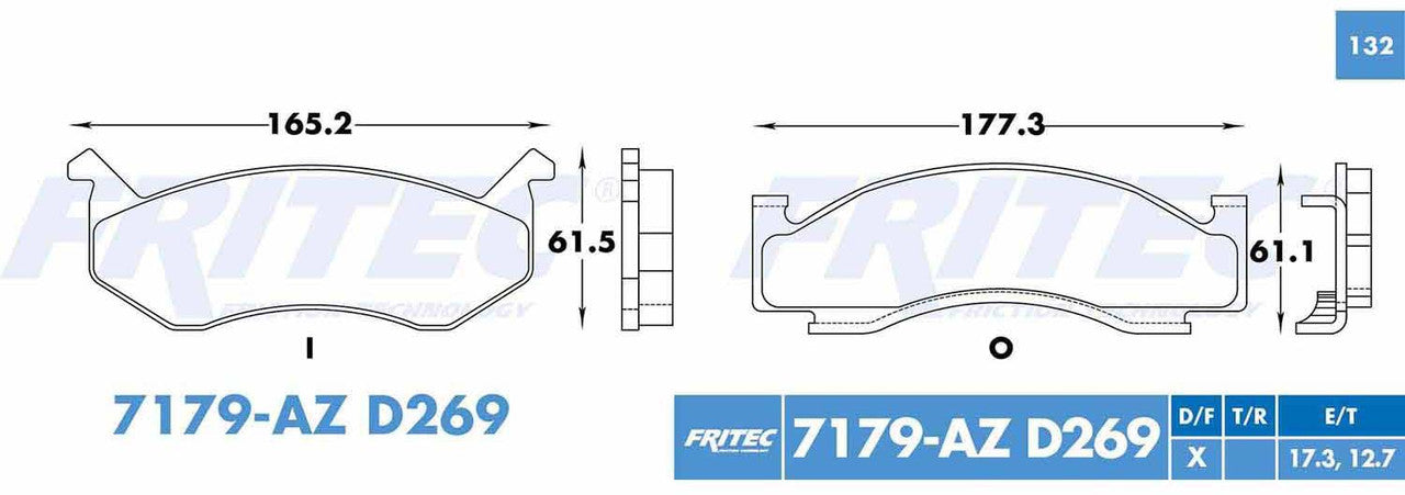 M-7179-AZ PADS (7179A-D269) RD TRUCK MICROBUS 1990-1997 DODGE TRUCK B150 1984-1984 DODGE TRUCK B150 1994-1994 DOD GENERAL MOTORS