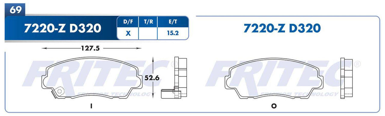 M-7220-Z PADS (7220-D320) RD TRUCK B200 1986-1989 MAZDA TRUCK B2000 1986-1987 MAZDA TRUCK B2200 1987-1993 MAZDA FORD