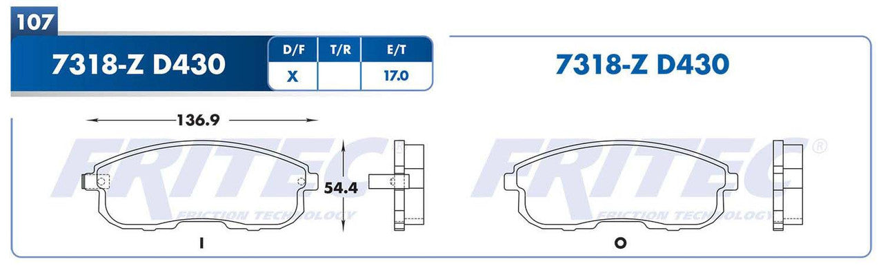 M-7318-Z PADS (7318-D430) RD ALTIMA 1993-2001 NISSAN ALTIMA 1996-1997 NISSAN