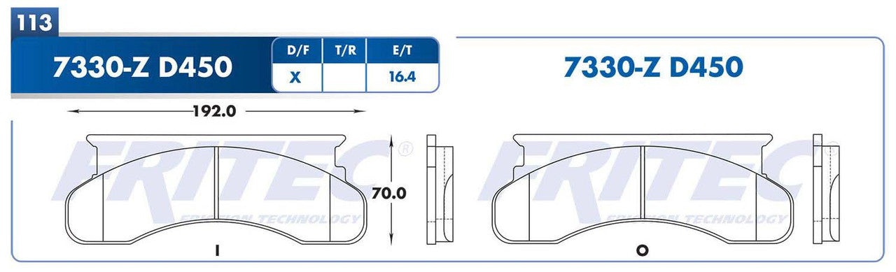 M-7330-Z PADS (7330-D450) RD TRUCK E-250 ECONOLINE 1985-1991 FORD TRUCK E-350 ECONOLINE 1985-1991 FORD TRUCK F-2 FORD