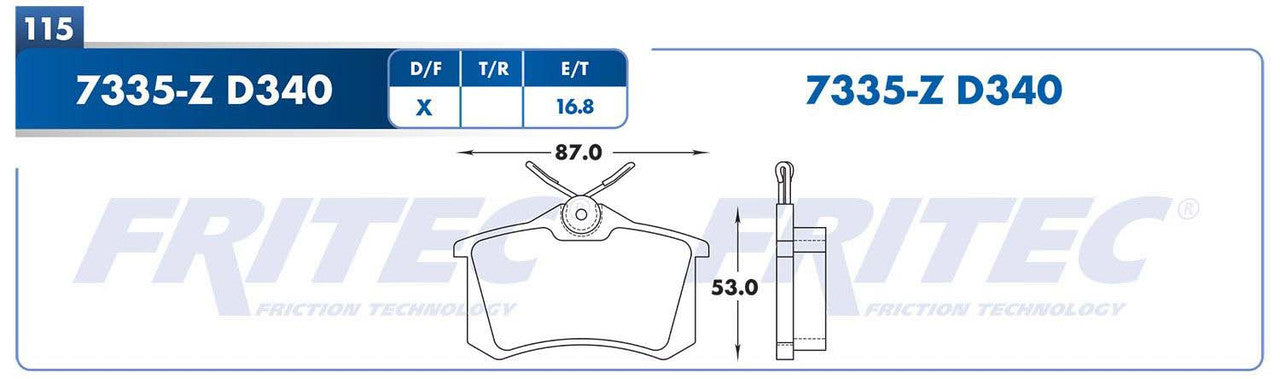 M-7335-Z PADS (7335-D340) RT A3 1997-1997 AUDI A3 2000-2005 AUDI A3 2010-2013 AUDI A4 1997-2007 AUDI A4 QUATTRO AUDI