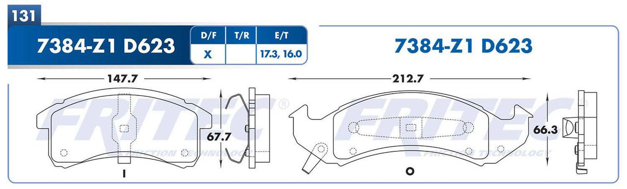M-7384-Z1 PADS (7384-D623) RD LESABRE 1994-1999 BUICK PARK AVENUE 1994-1996 BUICK RIVIERA 1995-1996 CADILLAC DEVI BUICK