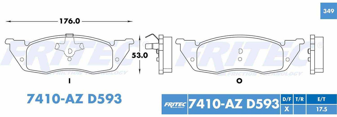 M-7410-AZ PADS (7410A-D593) RD TRUCK DAKOTA 1993-1998 DODGE
