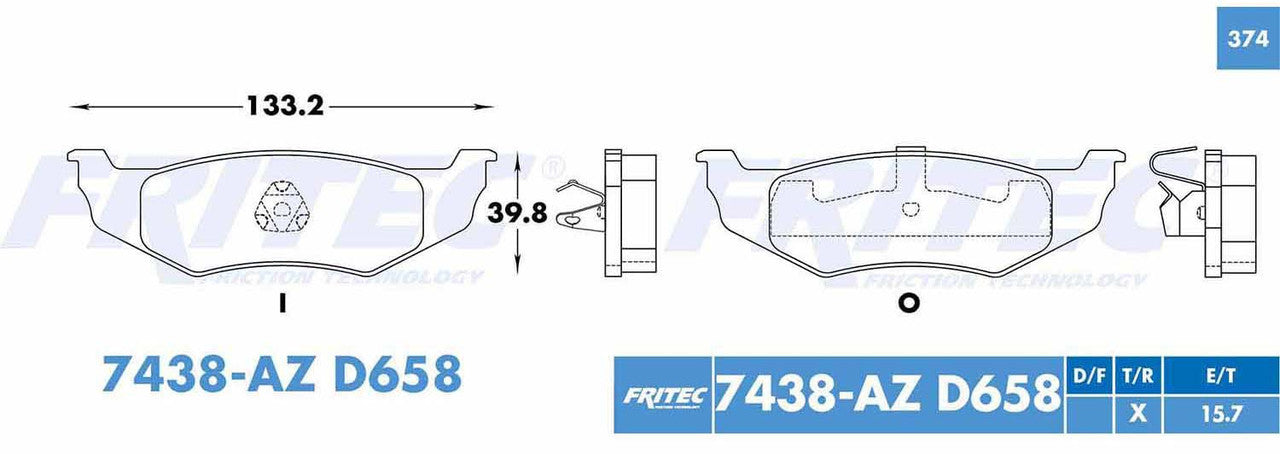 M-7438-AZ PADS (7438A-D658) RT 300M 1999-2004 CHRYSLER CONCORDE 1995-2004 CHRYSLER INTREPID 1995-2004 CHRYSLER LE CHRYSLER