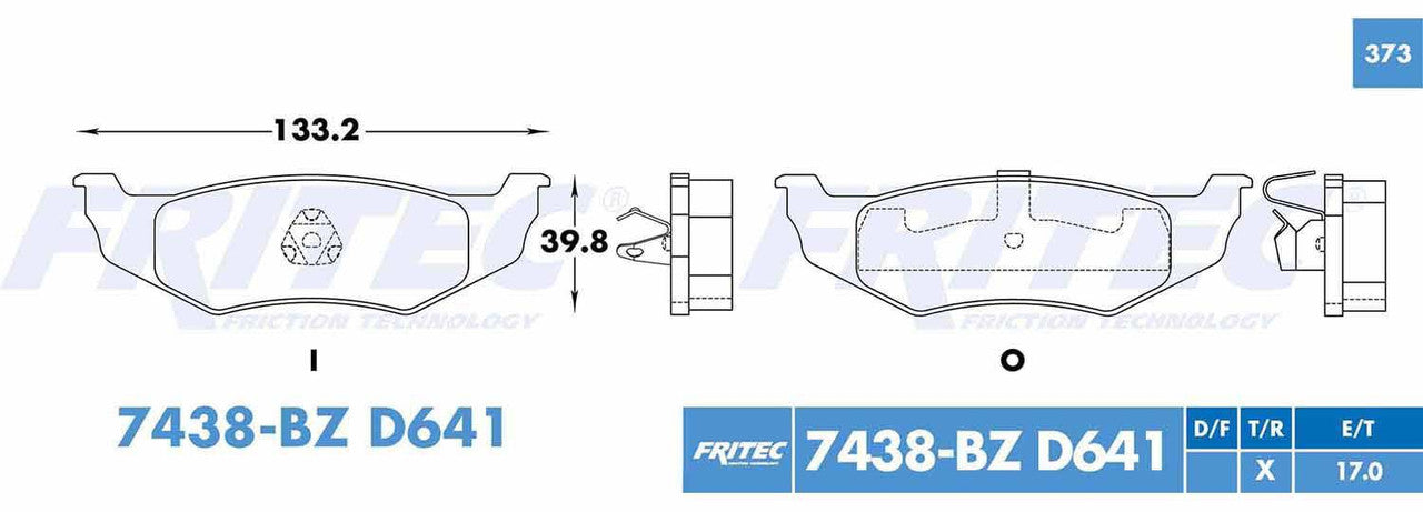 M-7438-BZ PADS (7438B-D641) RT CIRRUS 1995-2006 CHRYSLER PT CRUISER 2001-2010 CHRYSLER SEBRING 2001-2006 DODGE ST CHRYSLER