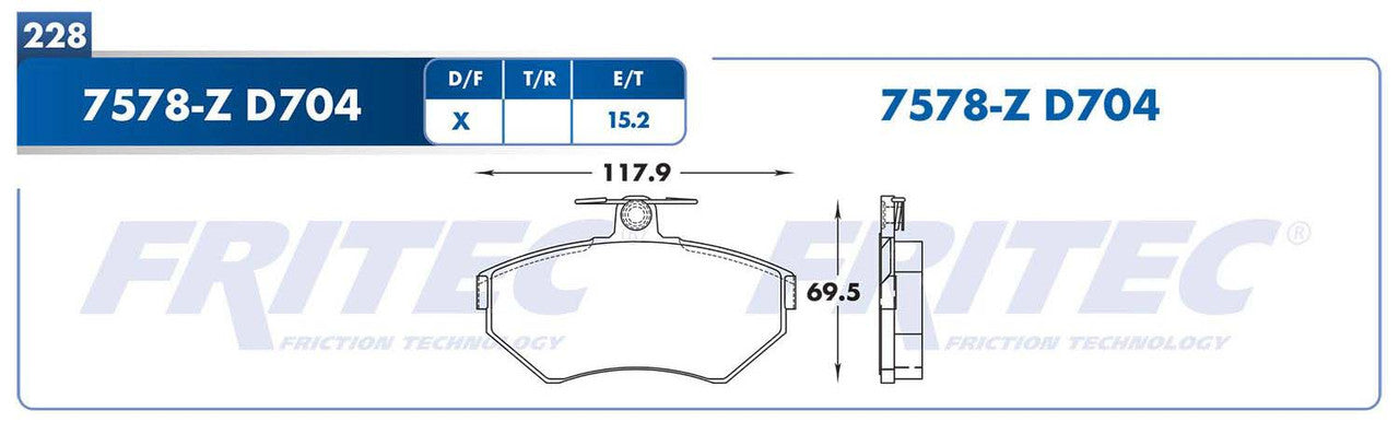 M-7578-Z PADS (7578-D704) RD CORDOBA 2001-2003 SEAT IBIZA 2001-2003 VOLKSWAGEN CABRIO 1996-2003 VOLKSWAGEN DERBY SEAT