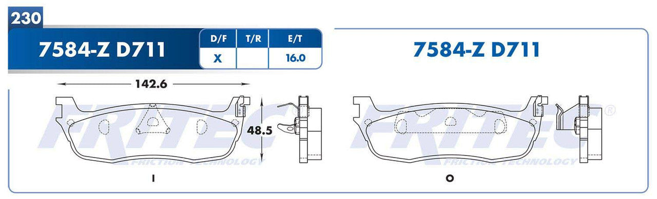 M-7584-Z PADS (7584-D711) RT TRUCK EXPEDITION 1996-2000 FORD TRUCK F-150 2000-2003 FORD TRUCK F-250 1998-1998 LI FORD