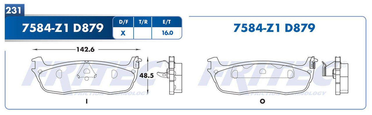 M-7584-Z1 PADS (7584-D879) RT TRUCK EXPEDITION 1997-2002 FORD TRUCK F-150 1997-2004 FORD TRUCK F-150 2004-2004 FO FORD