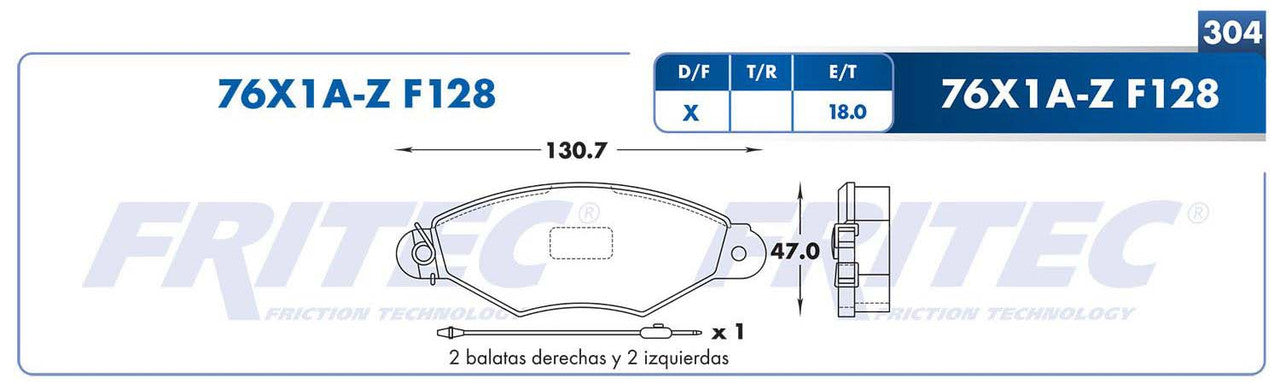 M-76X1A-Z PADS (76X1A-F128) RD 106 1997-2000 PEUGEOT 306 1997-1997 RENAULT TRUCK KANGOO 2004-2011 RENAULT TRUCK K PEUGEOT