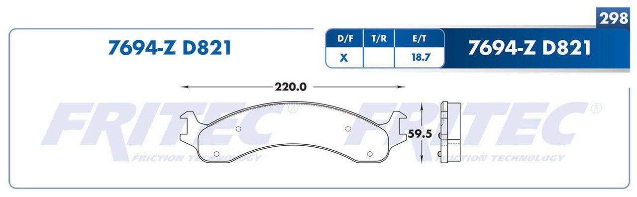 M-7694-Z PADS (7694-D821) RD TRUCK RAM 2500 2001-2002 DODGE TRUCK RAM 3500 2001-2002 DODGE